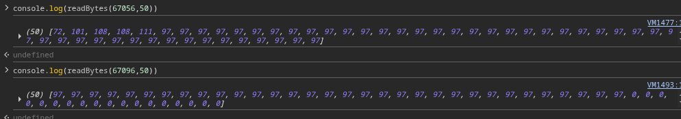 Screenshot showing message characters in DevTools